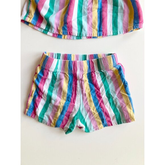 Girls' JOE FRESH Multi Rainbow Striped Viscose Crepe Tank Shorts Set, Size 4 - Picture 7 of 11